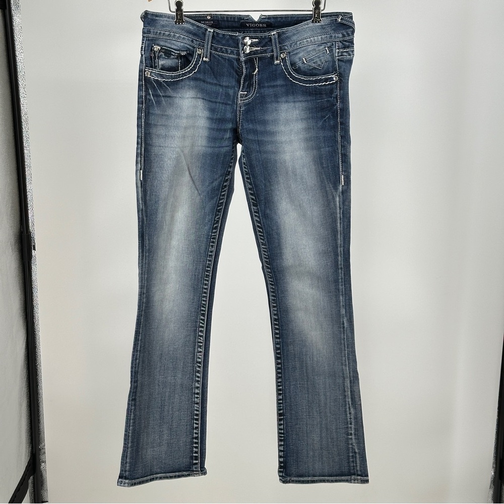 Vigils The Dallas Women's  Low Rise‎ 7/8 Dark Blue Slim Boot Cut Jeans